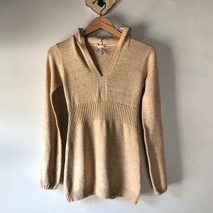 Derek Heart Gold Sparkly Hooded Tunic Sweater